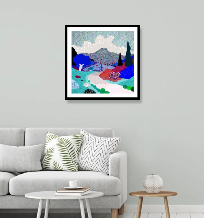 Camino en los campos (43x43cm) | Dibujo de ALEJOS | Compra arte en Flecha.es