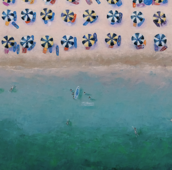 Playa inspirada en Miami | Pintura de Anastasia Woron | Compra arte en Flecha.es