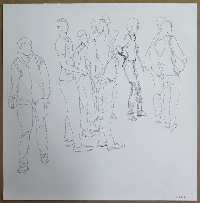 Grupo de adolescentes |Dibujo de JESÚS MANUEL MORENO | Compra arte en Flecha.es