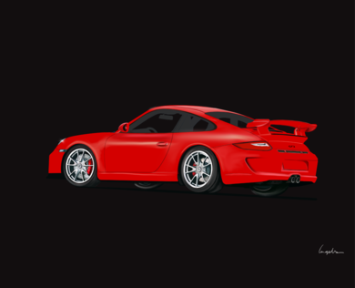 911 GT3, Velocidad atemporal|DibujodeAngels Ribas Art| Compra arte en Flecha.es