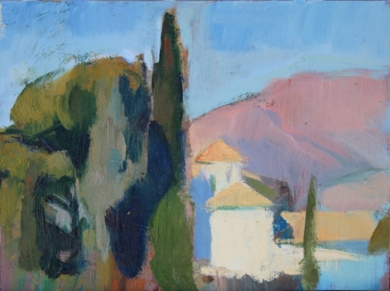 Paisaje con cipreses|PinturadeRosa cano| Compra arte en Flecha.es
