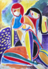 dos mujeres, expresionismo 08 2019 | Pintura de Maciej Cieśla | Compra arte en Flecha.es