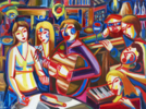 Ciudad, noche, musica y mujeres | Pintura de Maciej Cieśla | Compra arte en Flecha.es