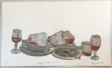 Menaje.  Restos de vino. | Obra gráfica de Ana Valenciano | Compra arte en Flecha.es