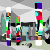 Magical totems (100x100cm) | Dibujo de ALEJOS | Compra arte en Flecha.es