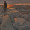 Atardecer en el rompeolas | Pintura de Álvarez Cebrián | Compra arte en Flecha.es
