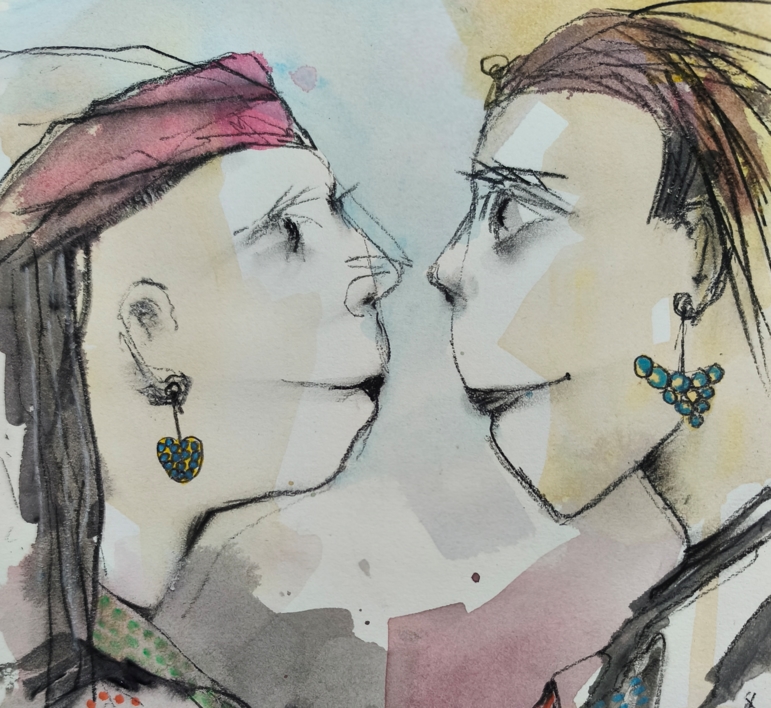 Mejores amigas | Pintura de Francisco Santos | Compra arte en Flecha.es